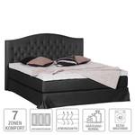 Boxspringbett La Chatre Webstoff - Anthrazit - 180 x 200cm