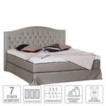 Lit boxspring La Chatre Tissu - Gris - 200 x 200cm