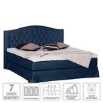 Boxspringbett La Chatre Webstoff - Dunkelblau - 200 x 200cm