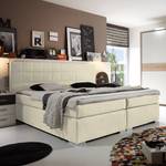 Lit capitonné Ledmore Avec surmatelas Tissu - Beige - 140 x 200cm