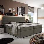 Boxspringbett Ledmore inklusive Topper - Webstoff - Mittelbraun - 160 x 200cm