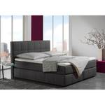 Letto boxspring Lifford Tessuto strutturato - Color antracite - 100 x 200cm - Materasso a molle Bonnell - H2