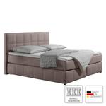 Lit capitonné Lifford Tissu structuré - Beige - 100 x 200cm - Matelas à ressorts Bonnell - D2 souple