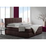 Boxspringbett Lifford Strukturstoff - Braun - 100 x 200cm - Bonellfederkernmatratze - H2