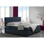 Boxspringbed Lifford structuurstof - Jeansblauw - 100 x 200cm - Bonell-binnenveringmatras - H2 zacht