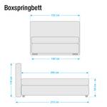 Boxspringbett Lifford Strukturstoff - Anthrazit - 140 x 200cm - Bonellfederkernmatratze - H2