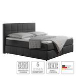 Boxspringbed Lifford structuurstof - Antraciet - 140 x 200cm - Ton-pocketveringmatras - H2 zacht