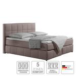 Boxspringbett Lifford Strukturstoff - Beige - 140 x 200cm - Tonnentaschenfederkernmatratze - H3