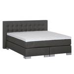 Lit boxspring Loimaa Tissu - Gris foncé - 200 x 200cm