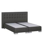 Lit boxspring Loimaa Tissu - Gris foncé - 200 x 200cm