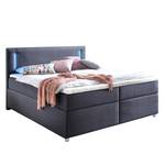 Boxspring Lumo incl. topper & verlichting - geweven stof - antracietkleurig