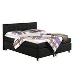 Boxspringbett Melody inklusive Topper - Strukturstoff - Schwarz - 140 x 200cm - Tonnentaschenfederkernmatratze - H2 - Ohne Topper