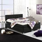 Boxspringbett Melody Strukturstoff - Schwarz - 140 x 200cm - Tonnentaschenfederkernmatratze - H2 - Ohne Topper