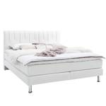 Lit boxspring METEOR Imitation cuir - Blanc - Matelas double D2/D3