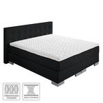 Lit boxspring Minette Imitation cuir - Noir - 100 x 200cm - Matelas à ressorts bombés ensachés - D2 souple