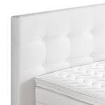 Lit boxspring Minette Imitation cuir - Blanc - 100 x 200cm - Matelas à ressorts bombés ensachés - D2 souple