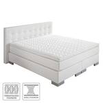 Boxspringbett Minette Kunstleder Kunstleder - Weiß - 100 x 200cm - Tonnentaschenfederkernmatratze - H2