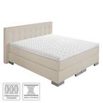 Boxspring Minette kunstleer - Ecrú - 120 x 200cm - Ton-pocketveringmatras - H2 zacht