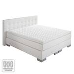 Lit boxspring Minette Imitation cuir - Blanc - 120 x 200cm - Matelas à ressorts bombés ensachés - D3 medium