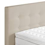 Lit boxspring Minette Imitation cuir - Ecru - 140 x 200cm - Matelas à ressorts bombés ensachés - D2 souple