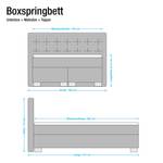 Boxspringbett Minette Kunstleder Schwarz - 140 x 200cm - Tonnentaschenfederkernmatratze - H2