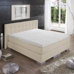 Lit boxspring Minette Imitation cuir - Ecru - 160 x 200cm - Matelas à ressorts bombés ensachés - D2 souple