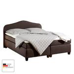 Lit boxspring Nevan Tissu - Marron - 100 x 200cm - Matelas à ressorts Bonnell - D2 souple