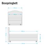 Boxspringbett Nevan Webstoff - Creme - 100 x 200cm - Tonnentaschenfederkernmatratze - H2