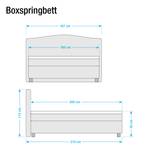 Lit boxspring Nevan Tissu - Anthracite - 160 x 200cm - Matelas à ressorts Bonnell - D3 medium