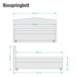 Boxspringbett Nevan Webstoff - Taupe - 180 x 200cm - Bonellfederkernmatratze - H3