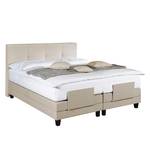 Lit Boxspring Newman Avec surmatelas - Tissu structuré beige - 160 x 200cm