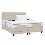 Lit Boxspring Newman Avec surmatelas - Tissu structuré beige - 200 x 200cm