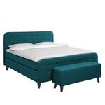 Boxspringbett Nordic XL Webstoff - Petrol - 140 x 200cm - H3 - Komfortschaum