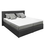 Boxspringbett Oakham (inklusive Topper) Kunstleder/Webstoff - Schwarz / Grau - 140 x 200cm