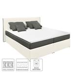 Lit boxspring Oakham (avec surmatelas) Imitation cuir / Tissu - Blanc / Anthracite - 140 x 200cm