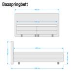 Boxspring Oakham (inclusief topper) kunstleer/geweven stof - Wit/antracietkleurig - 140 x 200cm