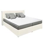 Lit boxspring Oakham (avec surmatelas) Imitation cuir / Tissu - Blanc / Gris - 140 x 200cm