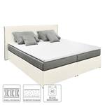 Lit boxspring Oakham (avec surmatelas) Imitation cuir / Tissu - Blanc / Gris - 140 x 200cm