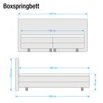 Lit boxspring Oakham (avec surmatelas) Imitation cuir / Tissu - Blanc / Anthracite - 180 x 200cm