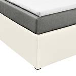 Lit boxspring Oakham (avec surmatelas) Imitation cuir / Tissu - Blanc / Gris - 180 x 200cm