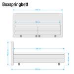 Boxspring Oakham (inclusief topper) kunstleer/geweven stof - Wit/grijs - 180 x 200cm