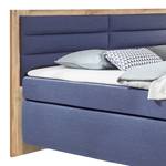 Lit boxspring Ohio Surmatelas en mousse froide - Bleu foncé/ Imitation chêne parqueté - Bleu foncé/ Imitation chêne parqueté - Surmatelas en mousse froide