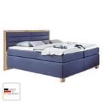 Lit boxspring Ohio Surmatelas en mousse froide - Bleu foncé/ Imitation chêne parqueté - Bleu foncé/ Imitation chêne parqueté - Surmatelas en mousse froide