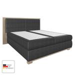 Lit boxspring Ohio Sans surmatelas - Anthracite / Imitation chêne tourbe - Anthracite / Chêne tourbe - Sans surmatelas