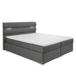 Lit boxspring Raha Avec éclairage et surmatelas - Tissu - Gris