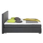 Lit boxspring Ramona II Avec surmatelas - Cuir synthétique - Gris - 180 x 200cm