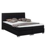 Lit boxspring Ramona III Avec surmatelas - Tissu structuré - Anthracite - 180 x 200cm