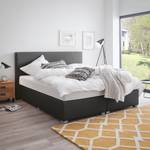 Boxspring Ramona V geweven stof - Zwart - 180 x 200cm