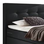 Lit boxspring Royal Night Tissu structuré - Noir - 180 x 200cm - D2 souple - D3 medium