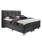 Boxspringbett Royal Night Webstoff - 100 x 200cm - H3 ab 80 kg - Schwarz - Grau - 140 x 200cm - H2